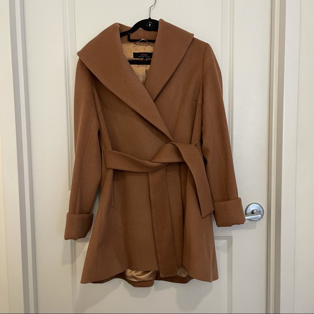 trina Trina Turk Wool Wrap Camel Coat